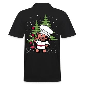 Hobbykoch Teddy Küche Weihnachtsgeschenk Koch - Männer Poloshirt - Schwarz - Hinten - Kai (181cm)