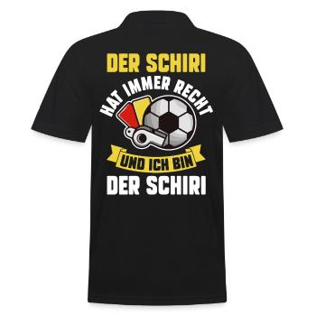Schiri Unparteiischer Fußball Schiedsrichter - Männer Poloshirt - Schwarz - Hinten - Kai (181cm)