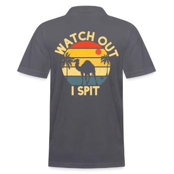 Camel Watch Out I Spit - Men's Polo Shirt - charcoal grey - Back - Nico (186cm)