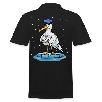 Seagull Captain Winter Xma's Christmas Present Ahoy - Men's Polo Shirt - black - Back - Kai (181cm)