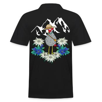 Grand-mère Poulet Vacances Touriste Trecking Alpes Autriche - Polo Homme - noir - Dos - Kai (181cm)