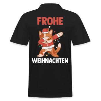 Weihnachts Hund Frohe Weihnachten - Männer Poloshirt - Schwarz - Hinten - Kai (181cm)