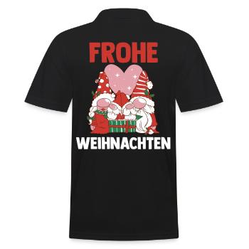 Weihnachts Gnome Frohe Weihnachten - Männer Poloshirt - Schwarz - Hinten - Kai (181cm)