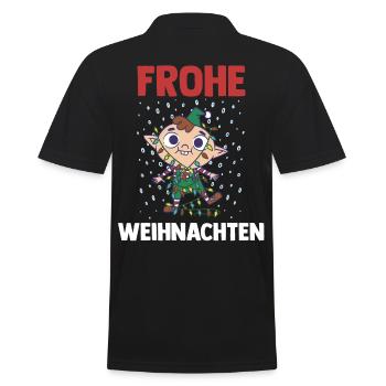 Weihnachts Elf Frohe Weihnachten - Männer Poloshirt - Schwarz - Hinten - Kai (181cm)