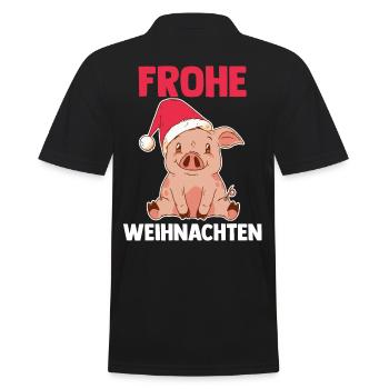 Weihnachts Schwein Frohe Weihnachten - Männer Poloshirt - Schwarz - Hinten - Kai (181cm)