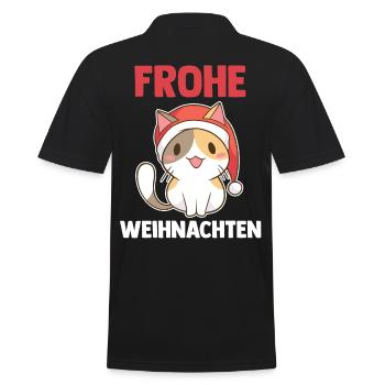 Weihnachts katze Frohe Weihnachten - Männer Poloshirt - Schwarz - Hinten - Kai (181cm)