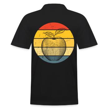 Vintage Apple Fruit Distressed - Men's Polo Shirt - black - Back - Kai (181cm)