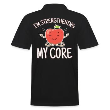 Im Strengthening My Core Apple Meditation - Men's Polo Shirt - black - Back - Kai (181cm)