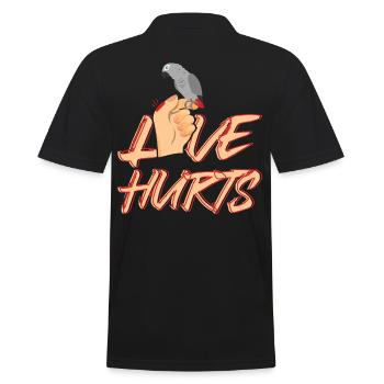 Love Hurts Parrot Bite - Men's Polo Shirt - black - Back - Kai (181cm)
