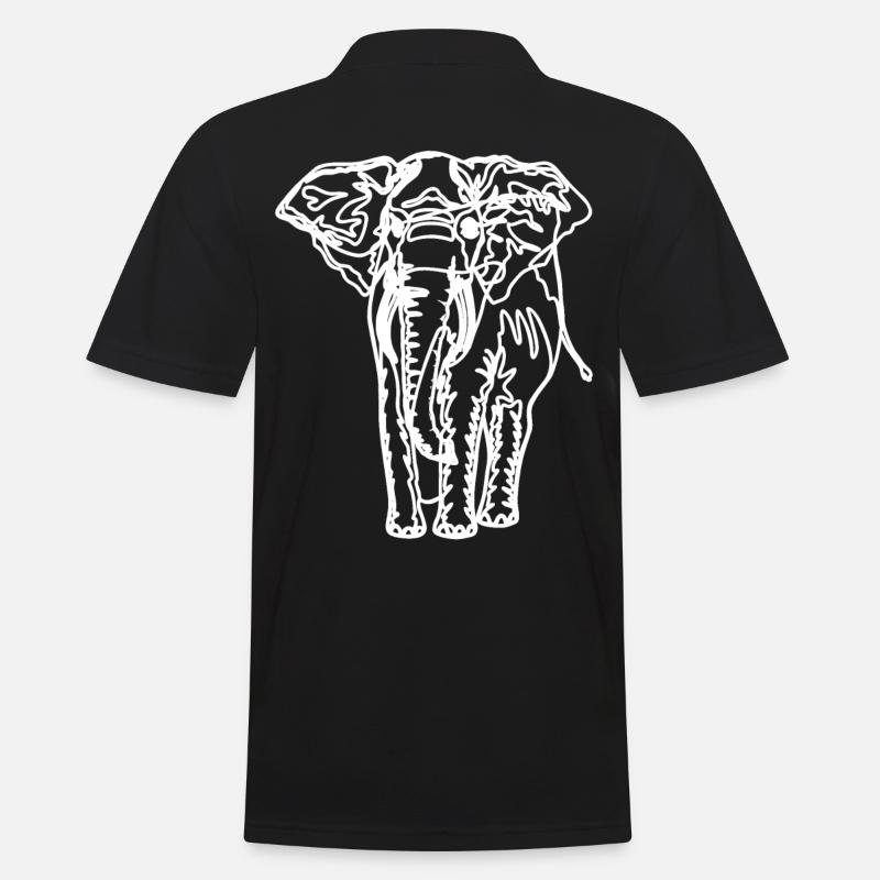 Dessin d’un éléphant - Polo Homme - noir