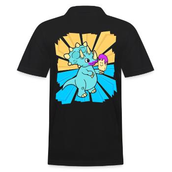 Geburtstagsgeschenk Kinder Dino Drachen naschen - Männer Poloshirt - Schwarz - Hinten - Kai (181cm)