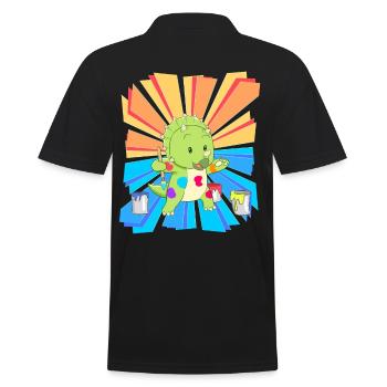 Geburtstagsgeschenk Kinder Kindergarten malen bunt - Männer Poloshirt - Schwarz - Hinten - Kai (181cm)