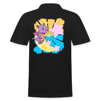 Good Night Dino Dream Fantasy Sleep Dream - Men's Polo Shirt - black - Back - Kai (181cm)
