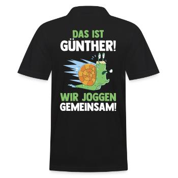 Das Ist Gerda Wir Joggen Gemeinsam Schnecke - Männer Poloshirt - Schwarz - Hinten - Kai (181cm)