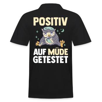 Tested positive for tired owl - Men's Polo Shirt - black - Back - Kai (181cm)