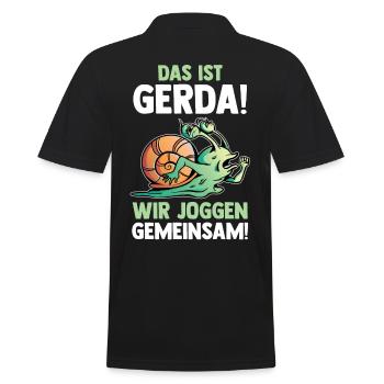 Das Ist Gerda Wir Joggen Gemeinsam Schnecke - Männer Poloshirt - Schwarz - Hinten - Kai (181cm)