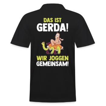 Das Ist Gerda Wir Joggen Gemeinsam Faultier - Männer Poloshirt - Schwarz - Hinten - Kai (181cm)