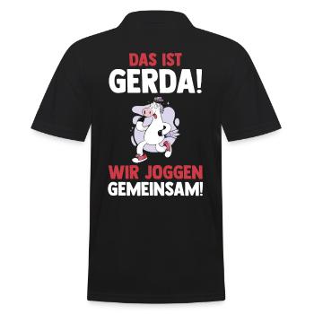Das Ist Gerda Wir Joggen Gemeinsam Kuh - Männer Poloshirt - Schwarz - Hinten - Kai (181cm)