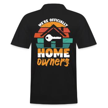 Home Owners Vintage Distressed Key - Men's Polo Shirt - black - Back - Kai (181cm)