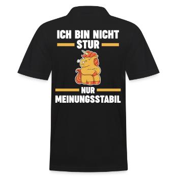 Ich Bin Nicht Stur Ich Bin Meinungsstabil Einhorn - Männer Poloshirt - Schwarz - Hinten - Kai (181cm)