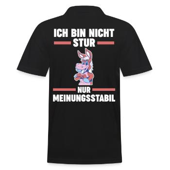 Ich Bin Nicht Stur Ich Bin Meinungsstabil Esel - Männer Poloshirt - Schwarz - Hinten - Kai (181cm)