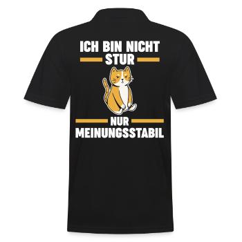 Ich Bin Nicht Stur Ich Bin Meinungsstabil Katze - Männer Poloshirt - Schwarz - Hinten - Kai (181cm)