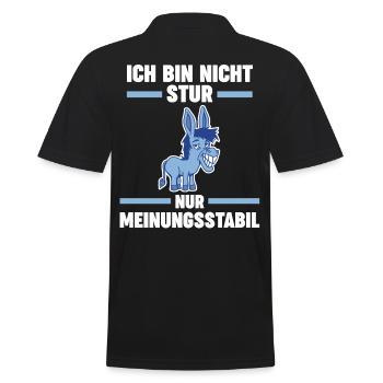 Ich Bin Nicht Stur Ich Bin Meinungsstabil Esel - Männer Poloshirt - Schwarz - Hinten - Kai (181cm)