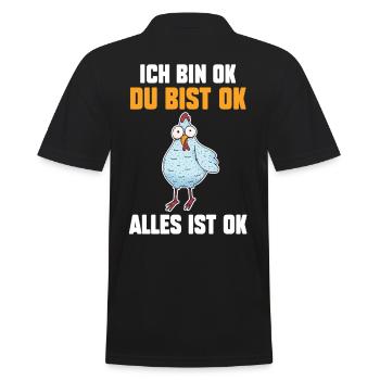 IchBin Ok Du Bist Ok Alles Ist Ok Huhn - Männer Poloshirt - Schwarz - Hinten - Kai (181cm)