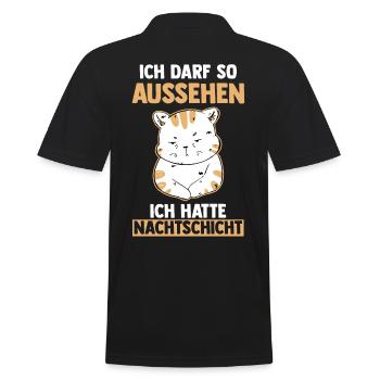 Ich Darf So Aussehen Ich Hatte Nachtschicht Katze - Männer Poloshirt - Schwarz - Hinten - Kai (181cm)