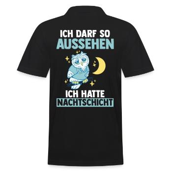 Ich Darf So Aussehen Ich Hatte Nachtschicht Eule - Männer Poloshirt - Schwarz - Hinten - Kai (181cm)