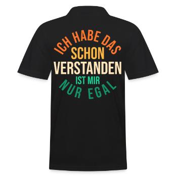 Ich Hab Das Schon Verstanden Ist Mir Nur Egal - Männer Poloshirt - Schwarz - Hinten - Kai (181cm)