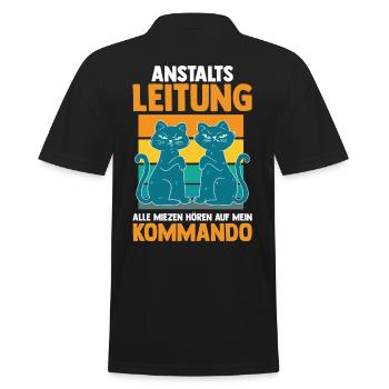 Anstaltsleitung Alle Katzen Hören Auf Mein Komando - Männer Poloshirt - Schwarz - Hinten - Kai (181cm)