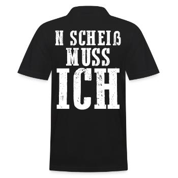 N Scheiß Muss Ich - Männer Poloshirt - Schwarz - Hinten - Kai (181cm)
