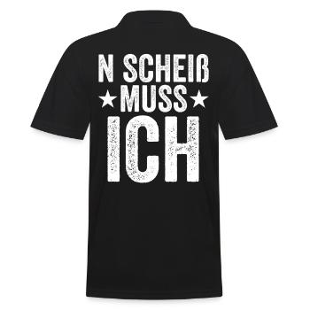 N Scheiß Muss Ich - Männer Poloshirt - Schwarz - Hinten - Kai (181cm)