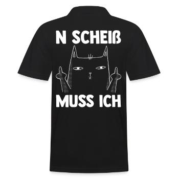 N Scheiß Muss Ich Katze - Männer Poloshirt - Schwarz - Hinten - Kai (181cm)