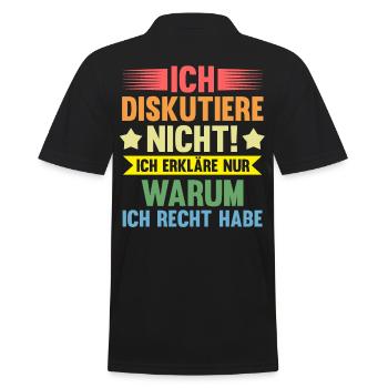 Ich Diskutiere Nicht Ich Erkläre Nur Warum Ich Rec - Männer Poloshirt - Schwarz - Hinten - Kai (181cm)