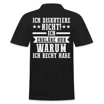 Ich Diskutiere Nicht Ich Erkläre Nur Warum Ich Rec - Männer Poloshirt - Schwarz - Hinten - Kai (181cm)
