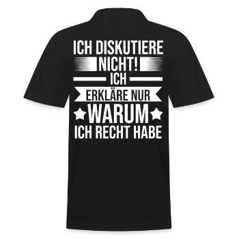 Ich Diskutiere Nicht Ich Erkläre Nur Warum Ich Rec - Männer Poloshirt - Schwarz - Hinten - Kai (181cm)