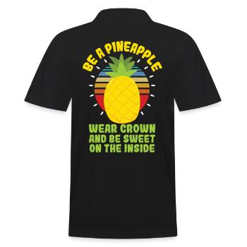 Be A Pineapple Wear Crown And Be Sweet - Men's Polo Shirt - black - Back - Kai (181cm)