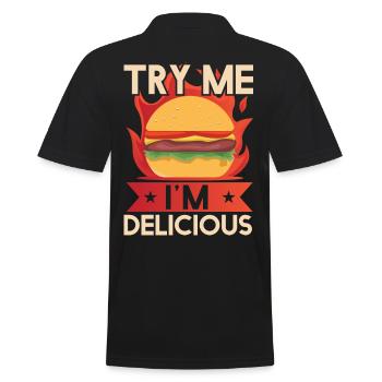 Try Me Im Delicious - Men's Polo Shirt - black - Back - Kai (181cm)