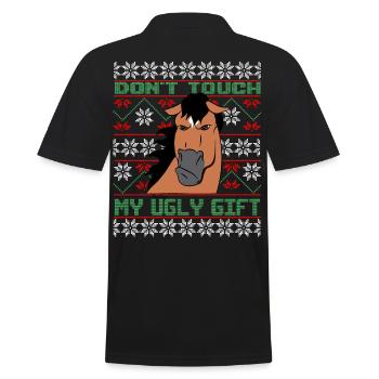 Dont Touch Ugly Brauner Pferd Rider Winter - Männer Poloshirt - Schwarz - Hinten - Kai (181cm)