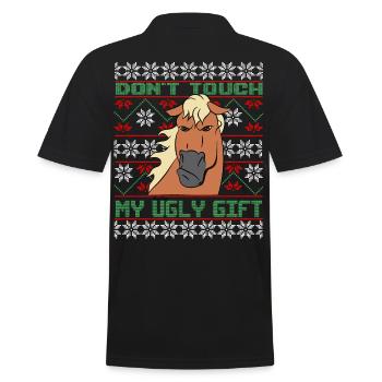 Dont Touch Ugly Brauner Pferd Rider Winter - Männer Poloshirt - Schwarz - Hinten - Kai (181cm)