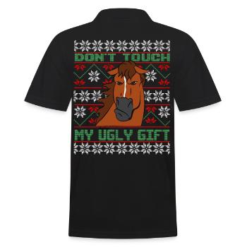 Dont Touch Ugly Brauner Pferd Rider Winter - Männer Poloshirt - Schwarz - Hinten - Kai (181cm)
