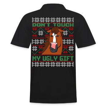 Dont Touch Ugly Brauner Pferd Rider Winter - Männer Poloshirt - Schwarz - Hinten - Kai (181cm)