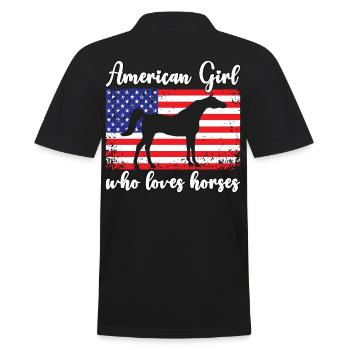 Amerikanisches Mädchen, das Arabische Pferde liebt - Männer Poloshirt - Schwarz - Hinten - Kai (181cm)
