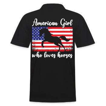 Amerikanisches Mädchen, das Arabische Pferde liebt - Männer Poloshirt - Schwarz - Hinten - Kai (181cm)