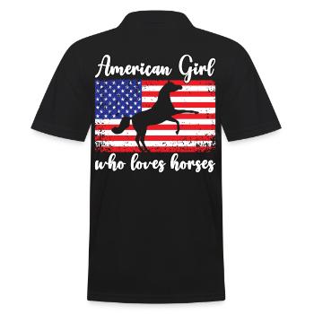 Amerikanisches Mädchen, das Arabische Pferde liebt - Männer Poloshirt - Schwarz - Hinten - Kai (181cm)