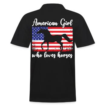 Amerikanisches Mädchen, das Arabische Pferde liebt - Männer Poloshirt - Schwarz - Hinten - Kai (181cm)