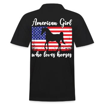 Amerikanisches Mädchen, das Arabische Pferde liebt - Männer Poloshirt - Schwarz - Hinten - Kai (181cm)