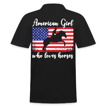 Amerikanisches Mädchen, das Arabische Pferde liebt - Männer Poloshirt - Schwarz - Hinten - Kai (181cm)